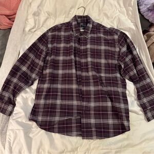 St. John's Bay Men's Plaid Shirt - Deep Purple and White